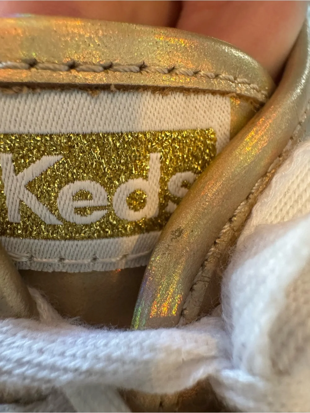 Keds x Barbie WH68062 Iridescent Gold Triple Kick Platform Sneakers Size 9